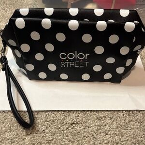 Color Street Black and White Polka Dot Cosmetic Bag